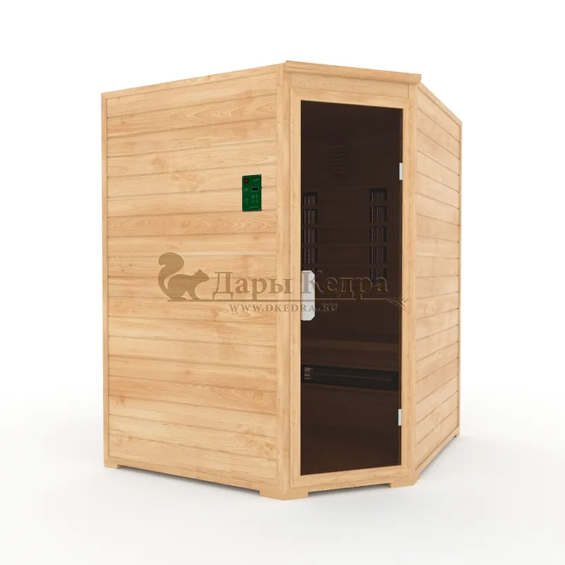 Трёхместная угловая инфракрасная сауна кабина из кедра с керамическими излучателями