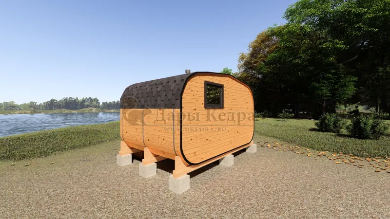 Овальная-Окта баня-бочка из кедра 4х2,2 метра