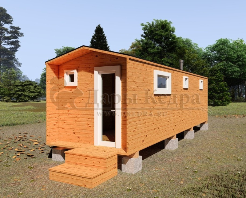 Каркасная баня Барн из кедра 6х2,2 м